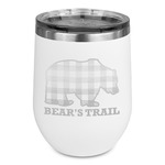 Lumberjack Plaid Stemless Stainless Steel Wine Tumbler - White - Double Sided (Personalized)