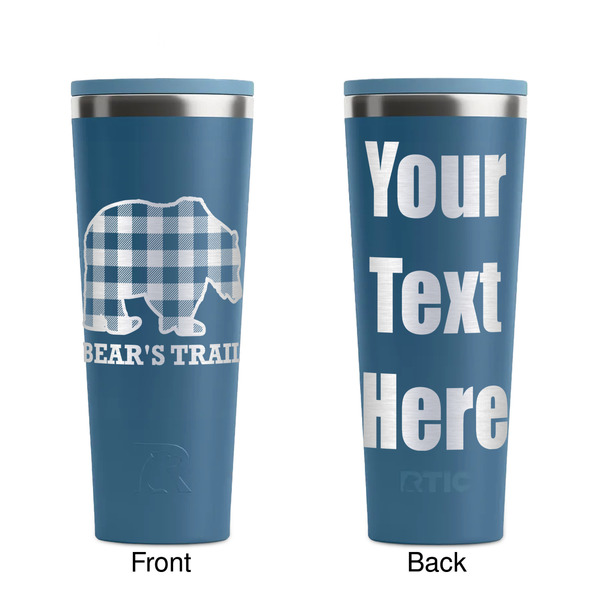 Lumberjack Plaid Steel Blue RTIC Everyday Tumbler - 28 oz. - Front and Back
