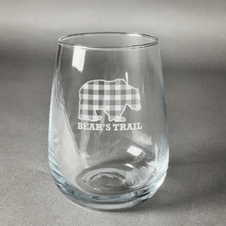 Lumberjack Plaid Stemless Wine Glass (Single) (Personalized)