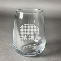 Lumberjack Plaid Stemless Wine Glass - Engraved (Personalized)