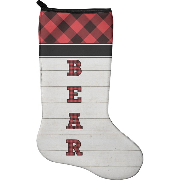 Custom Lumberjack Plaid Holiday Stocking - Neoprene (Personalized)