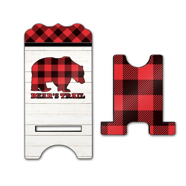 Lumberjack Plaid Stylized Phone Stand - Front & Back - Large