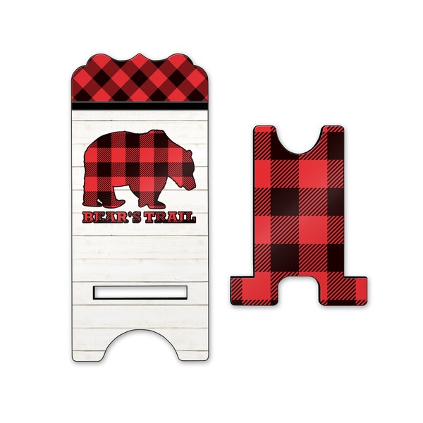 Lumberjack Plaid Stylized Phone Stand - Front & Back - Small