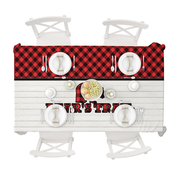 Lumberjack Plaid Tablecloths (58"x102") - TOP VIEW (with plates)