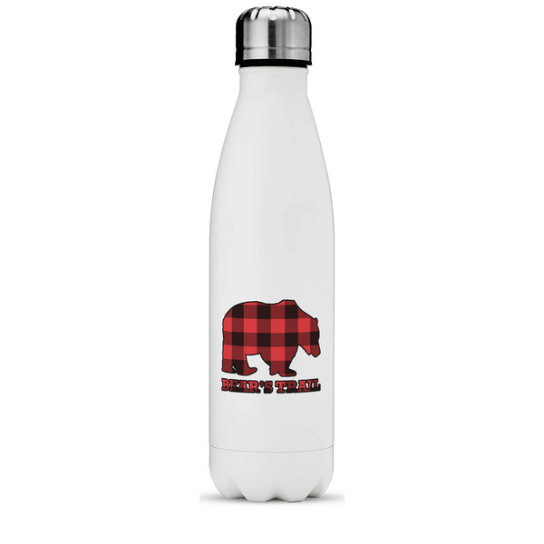 Custom Lumberjack Plaid Water Bottle - 17 oz. - Stainless Steel - Full Color Printing (Personalized)