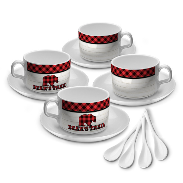 Custom Lumberjack Plaid Tea Cup - Set of 4 (Personalized)