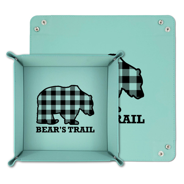 Lumberjack Plaid Teal Faux Leather Valet Trays - PARENT MAIN