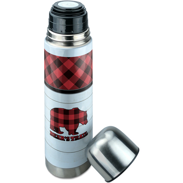 Lumberjack Plaid Thermos - Lid Off