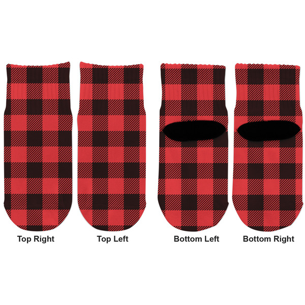 Lumberjack Plaid Toddler Ankle Socks - Double Pair - Front and Back - Apvl