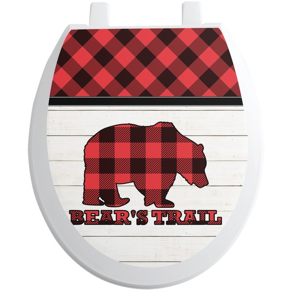 Custom Lumberjack Plaid Toilet Seat Decal - Round (Personalized)