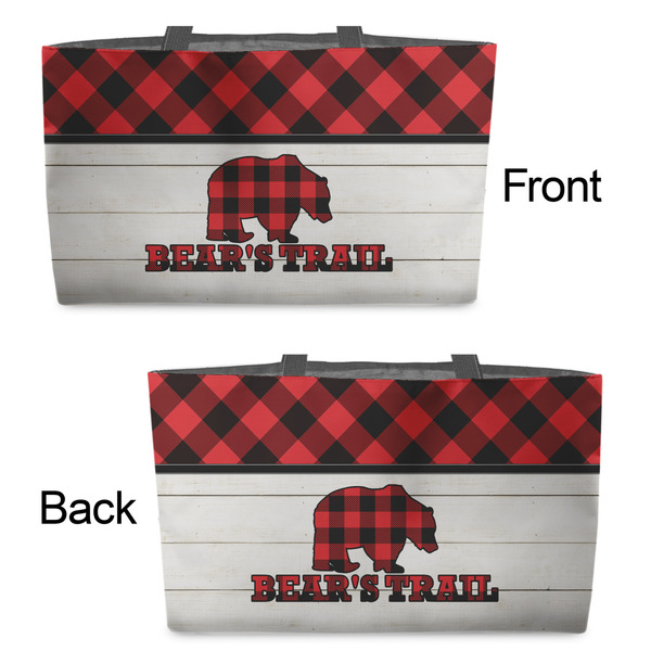 Lumberjack Plaid Tote w/Black Handles - Front & Back Views
