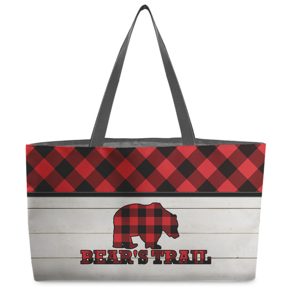 Custom Lumberjack Plaid Beach Totes Bag - w/ Black Handles (Personalized)