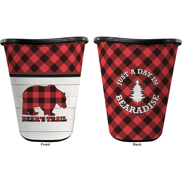 Lumberjack Plaid Trash Can Black - Front and Back - Apvl