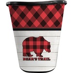 Lumberjack Plaid Waste Basket - Single Sided (Black) (Personalized)