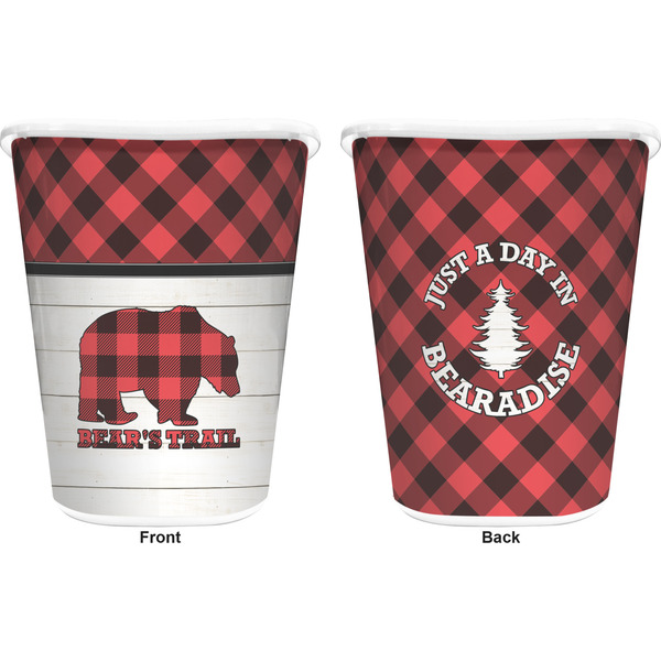 Lumberjack Plaid Trash Can White - Front and Back - Apvl