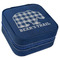 Lumberjack Plaid Travel Jewelry Box - Navy Blue Leather (Personalized)