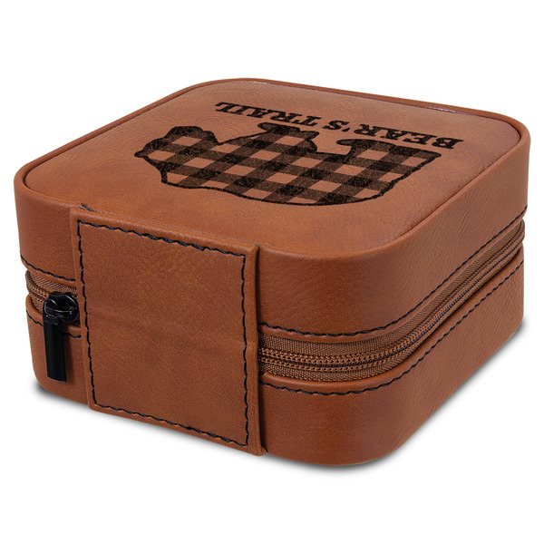 Lumberjack Plaid Travel Jewelry Boxes - Leatherette - Rawhide - View from Rear