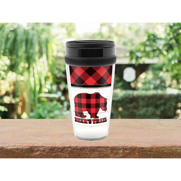 Lumberjack Plaid Travel Mug Lifestyle (Personalized)