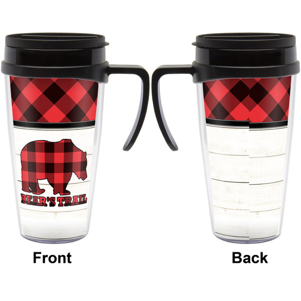 Lumberjack Plaid Travel Mug with Black Handle - Approval