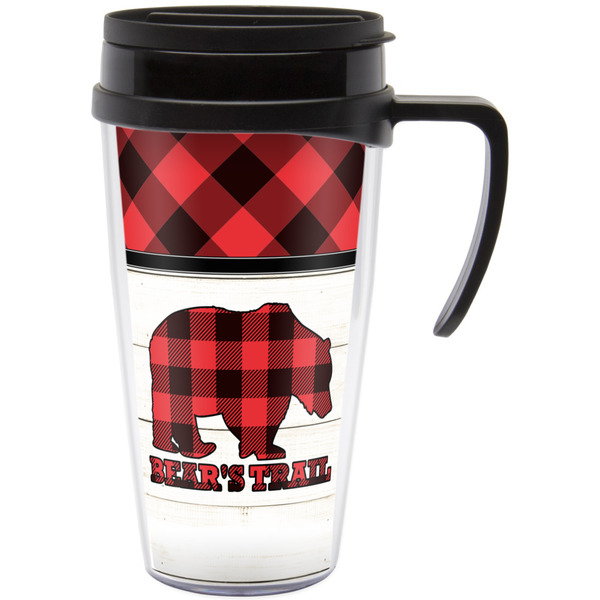 Custom Lumberjack Plaid Acrylic Travel Mug with Handle (Personalized)