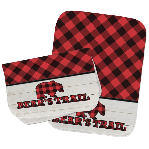 Custom Lumberjack Plaid Burp Cloths - Fleece - Set of 2 w/ Name or Text