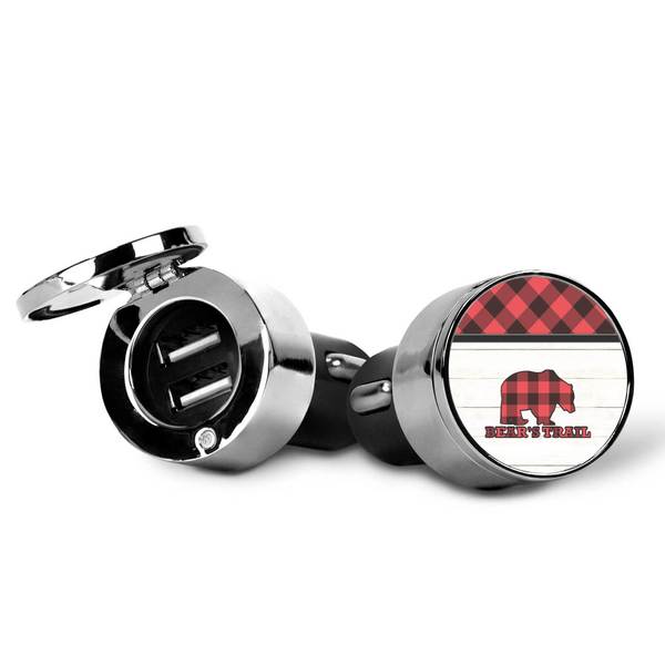 Lumberjack Plaid USB Car Charger - Open & Closed