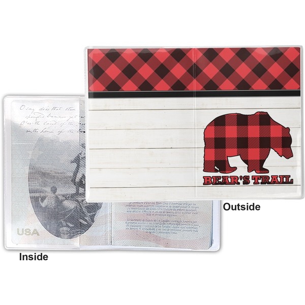 Lumberjack Plaid Vinyl Passport Holder - Flat Front and Back