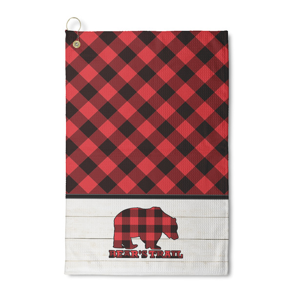 Custom Lumberjack Plaid Waffle Weave Golf Towel (Personalized)