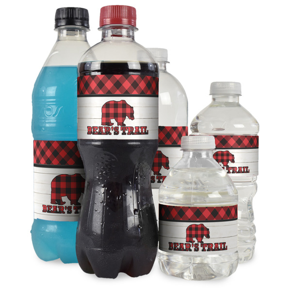 Lumberjack Plaid Water Bottle Label - Multiple Bottle Sizes