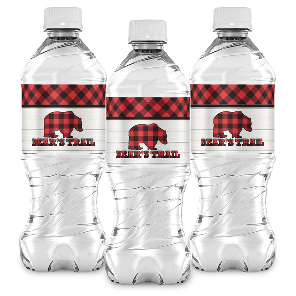 Lumberjack Plaid Water Bottle Labels - Front View