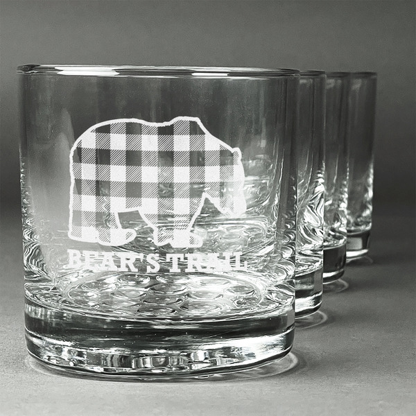 Custom Lumberjack Plaid Whiskey Glasses (Set of 4) (Personalized)