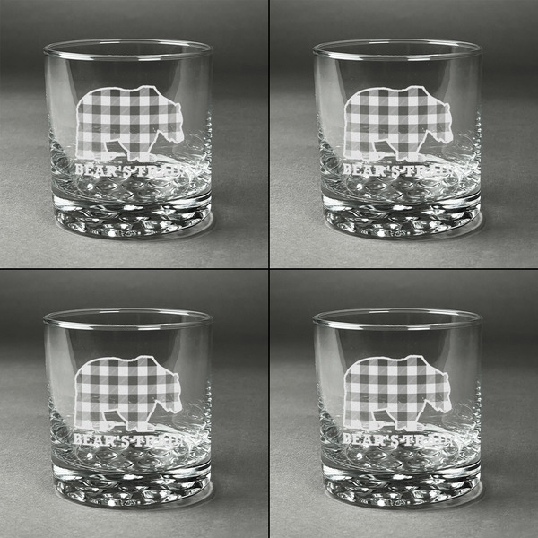 Lumberjack Plaid Whiskey Glasses - Set of 4 all Engraved