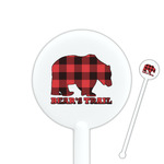 Lumberjack Plaid 5.5" Round Plastic Stir Sticks - White - Double Sided (Personalized)