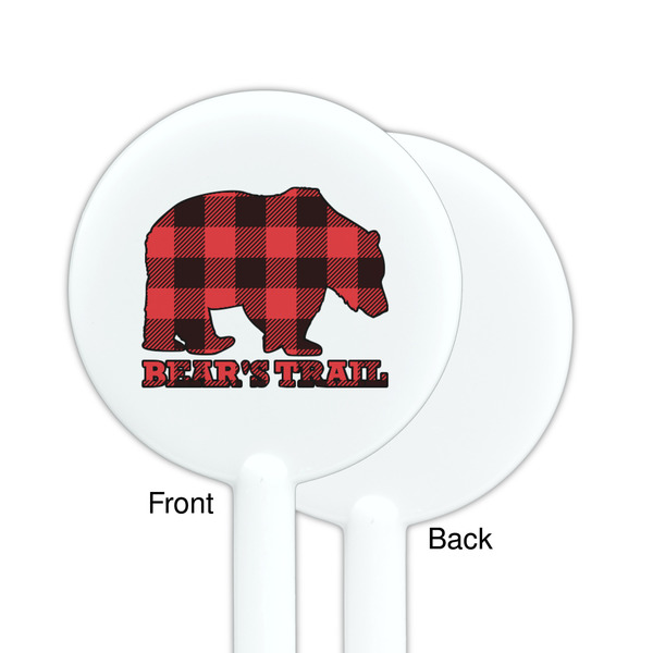 Lumberjack Plaid White Plastic 5.5" Stir Stick - Single Sided - Round - Front & Back