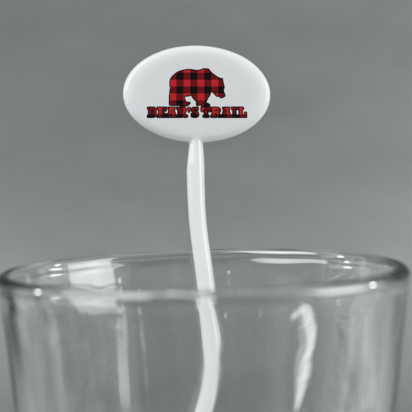 Lumberjack Plaid White Plastic 7" Stir Stick - Oval - Main
