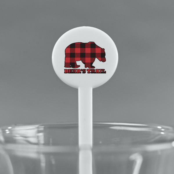 Lumberjack Plaid White Plastic 7" Stir Stick - Round - Main