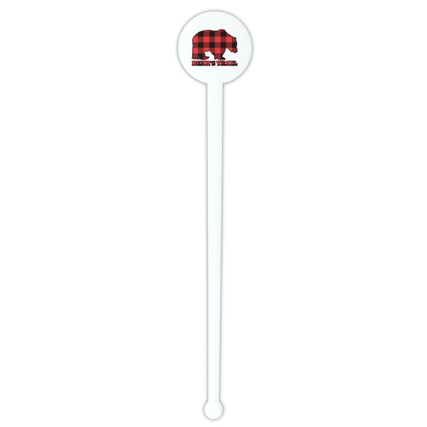 Lumberjack Plaid White Plastic 7" Stir Stick - Round - Single Stick