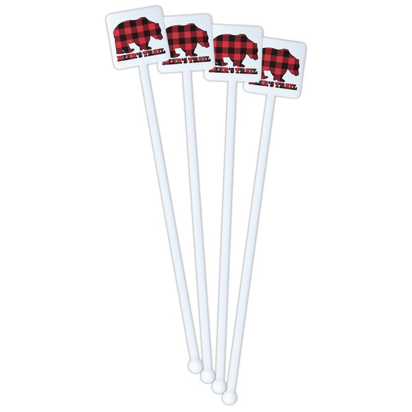 Lumberjack Plaid White Plastic Stir Stick - Double Sided - Square - Front