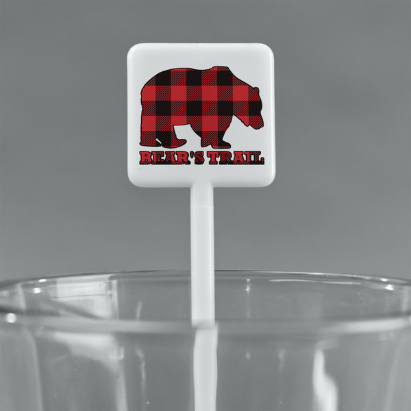 Lumberjack Plaid White Plastic Stir Stick - Square - Main