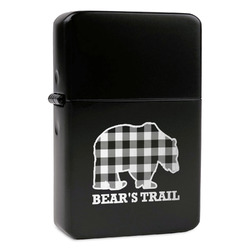 Lumberjack Plaid Windproof Lighter - Black - Single Sided & Lid Engraved (Personalized)