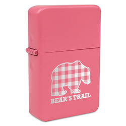 Lumberjack Plaid Windproof Lighter - Pink - Double Sided & Lid Engraved (Personalized)