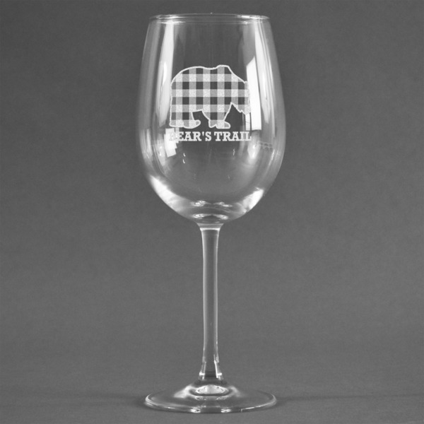 Custom Lumberjack Plaid Wine Glass (Single) (Personalized)