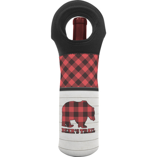 Custom Lumberjack Plaid Wine Tote Bag (Personalized)