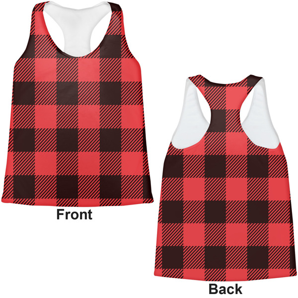 Lumberjack Plaid Womens Racerback Tank Tops - Medium - Front and Back