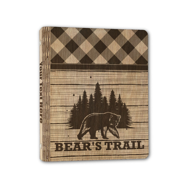 Custom Lumberjack Plaid Wood 3-Ring Binder - 1" Half-Letter Size (Personalized)