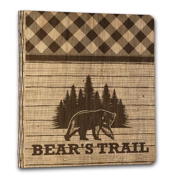 Custom Lumberjack Plaid Wood 3-Ring Binder - 1" Letter Size (Personalized)
