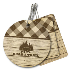 Lumberjack Plaid Wood Luggage Tag (Personalized)