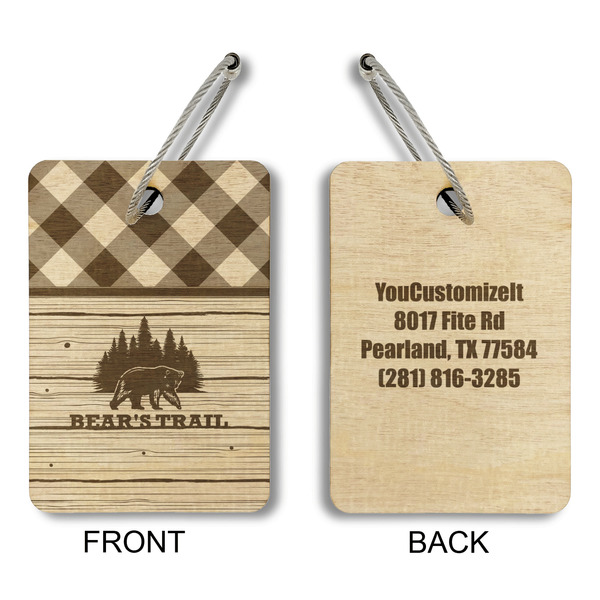Lumberjack Plaid Wood Luggage Tags - Rectangle - Approval
