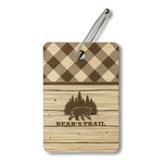 Lumberjack Plaid Wood Luggage Tag - Rectangle (Personalized)