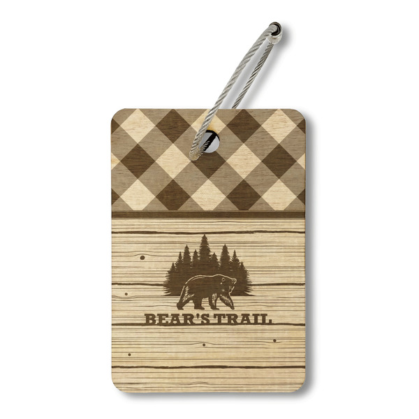 Custom Lumberjack Plaid Wood Luggage Tag - Rectangle (Personalized)